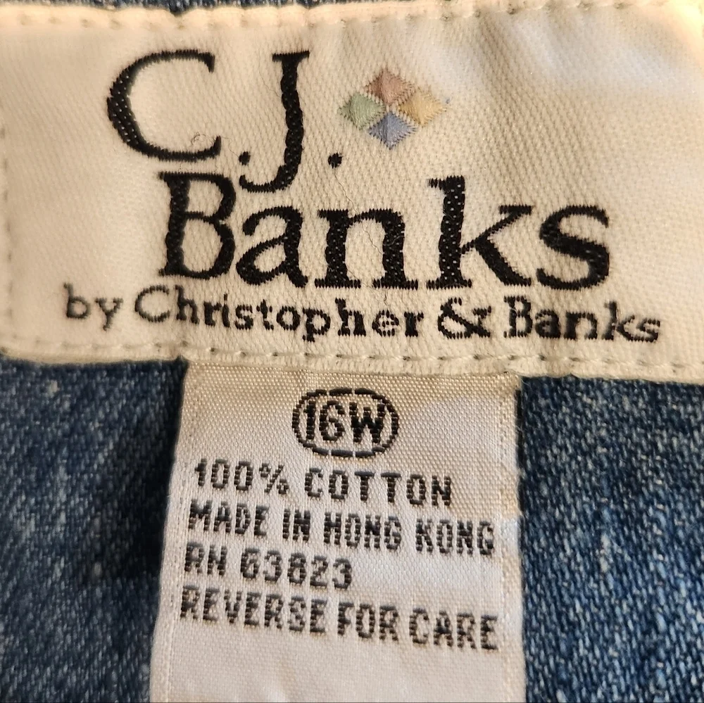CJ BANKS VINTAGE EMBROIDERED DENIM SHACKET FLORAL STARS AMERICAN FLAG SZ 16W